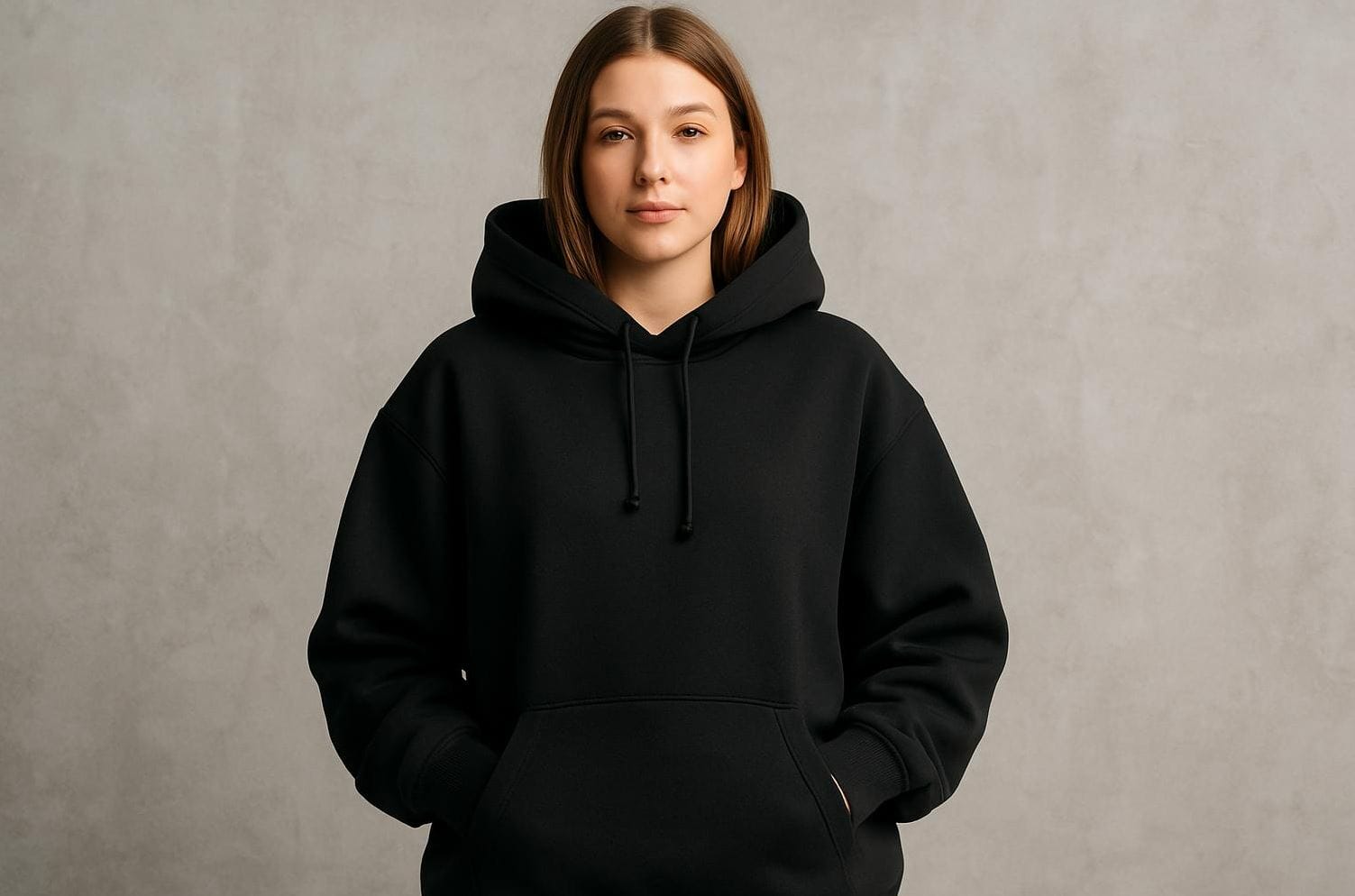 Ung kvinde i oversized hoodie