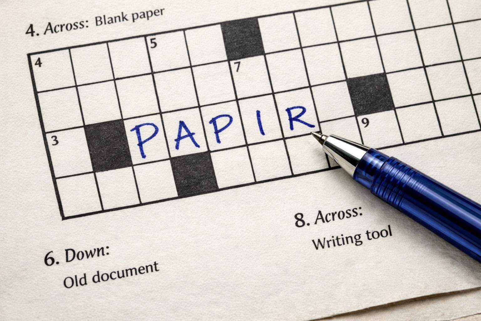 papir krydsord